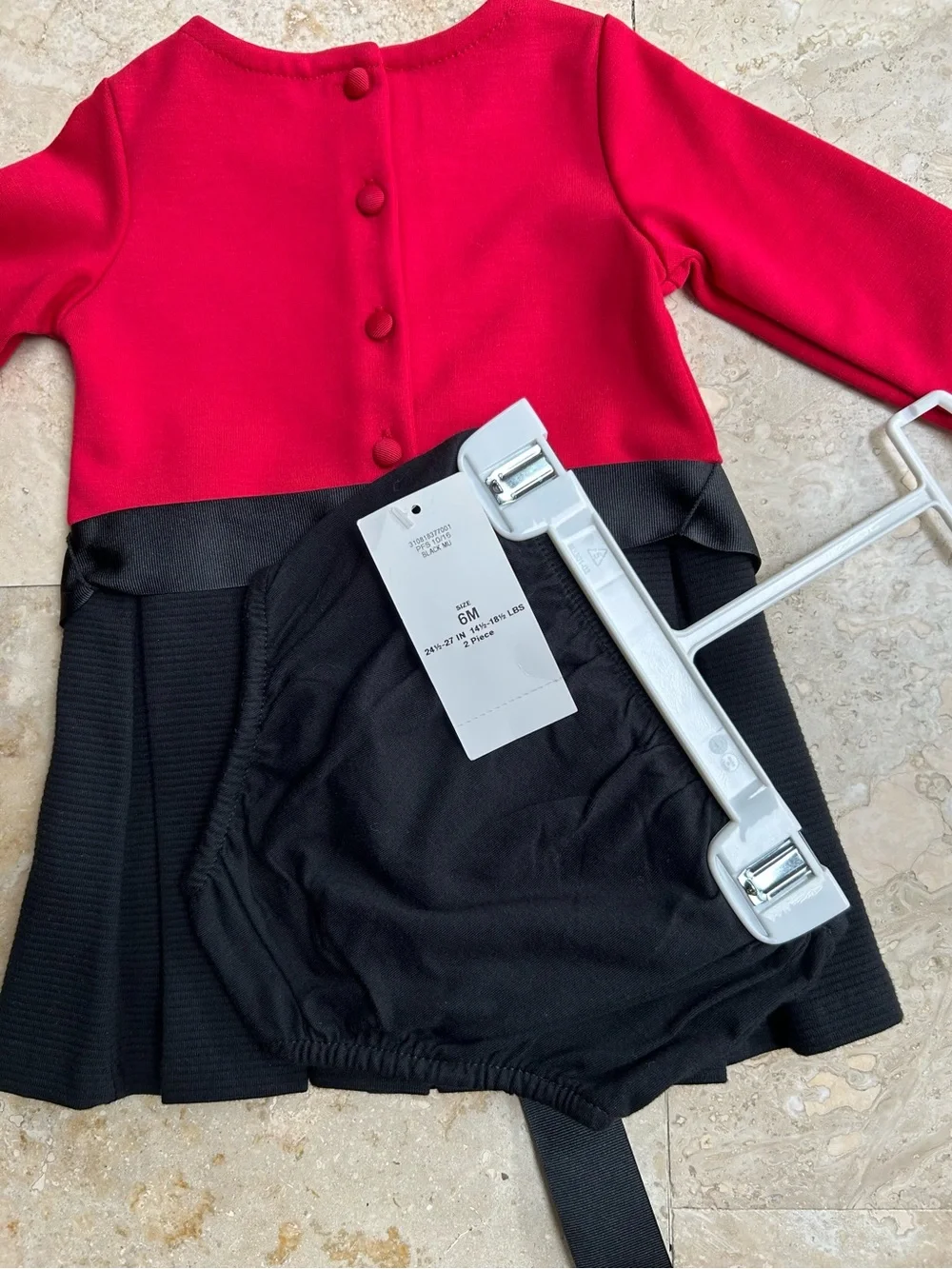 Polo Ralph Lauren Baby Girl Two-Tone Pleated Ponte Dress Set, Size 6 Months
